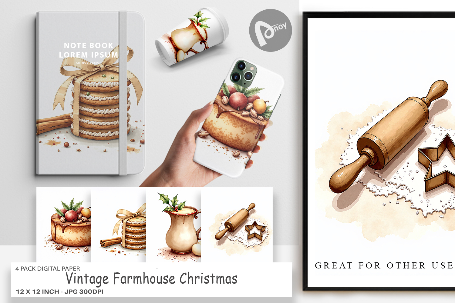 Vintage Farmhouse Christmas Paper product image 1