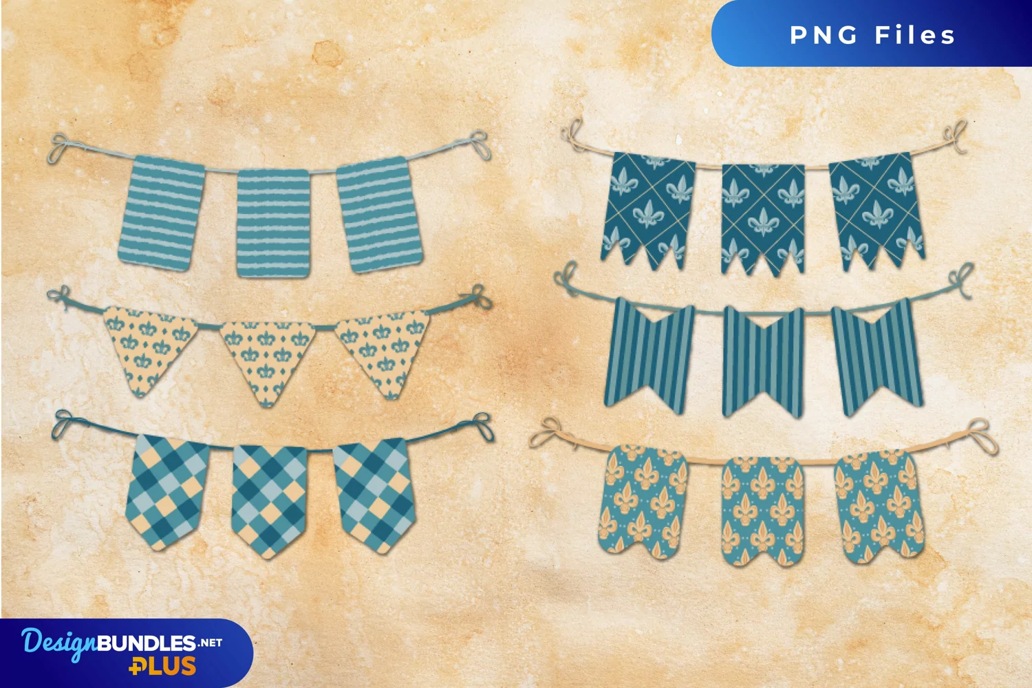 Vintage Fleur De Lis Seamless Pattern Bunting Banner product image 1