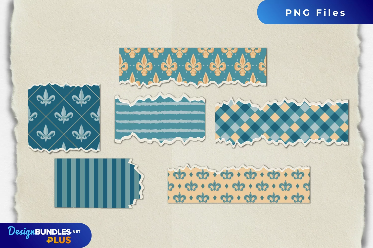 Vintage Fleur De Lis Seamless Pattern Torn Paper product image 1