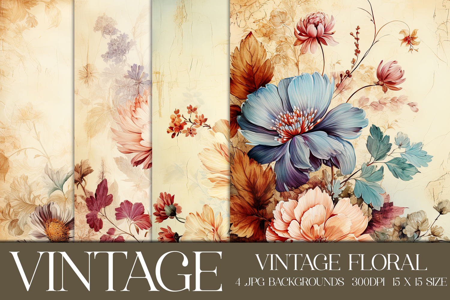 Vintage Floral Background, Junk Journal Floral Papers, sb18 product image 1