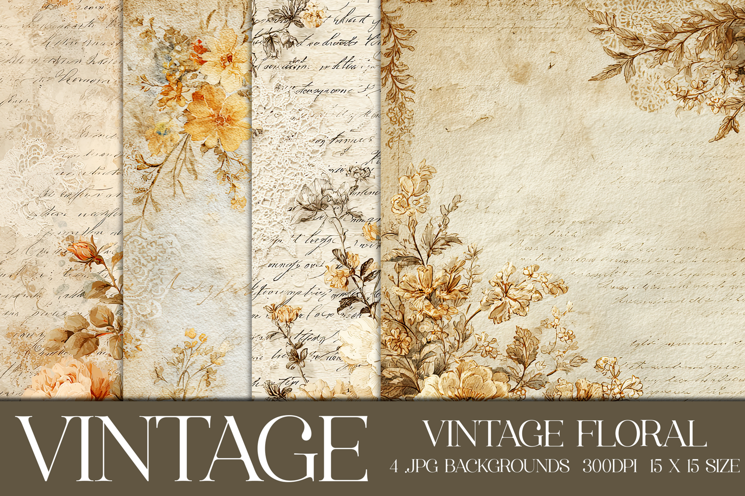 Vintage Floral Background, Junk Journal Floral Papers, s5 product image 1