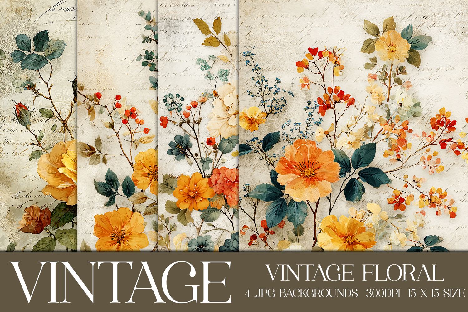 Vintage Floral Background, Junk Journal Floral Papers, s6 product image 1