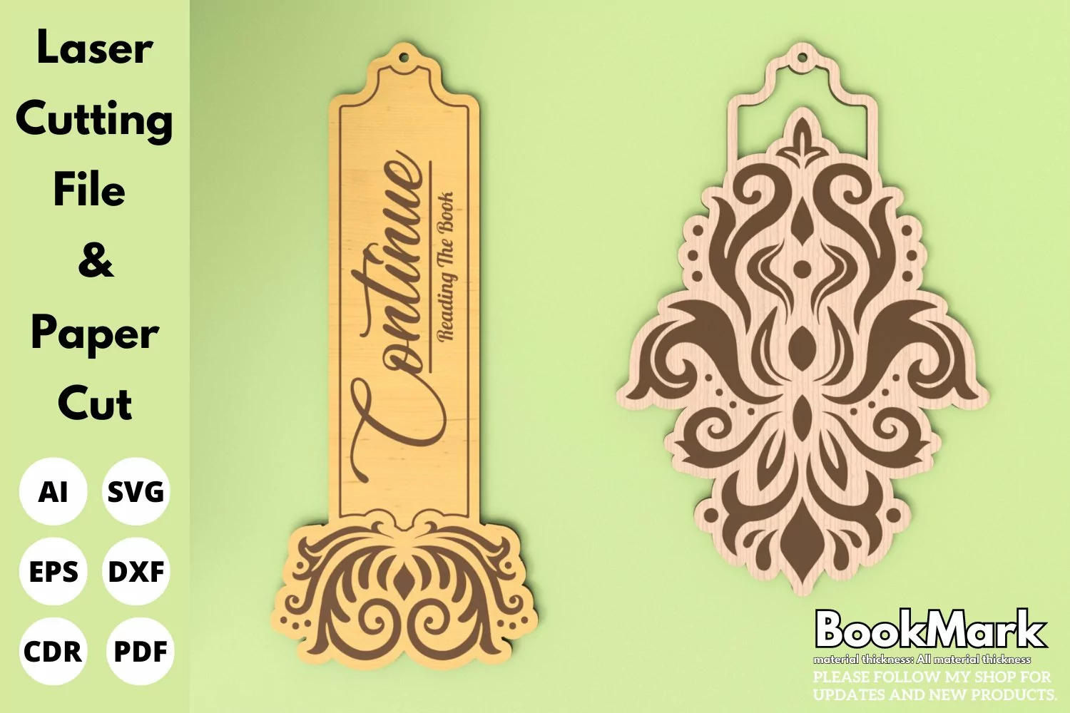 Floral Bookmarks, paper, laser cut files, svg flower, Cricut product image 1