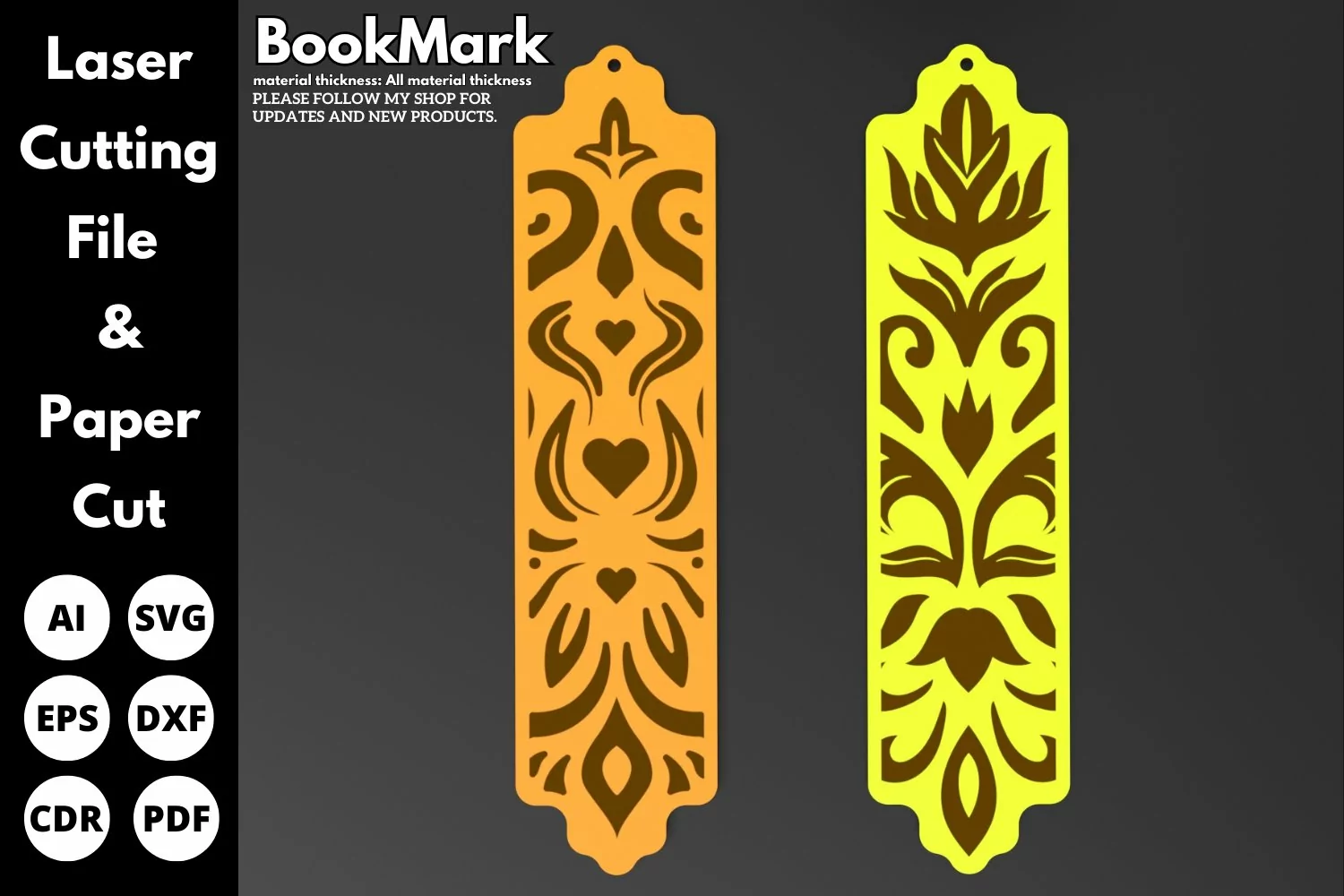 Vintage floral Bookmarks, paper, laser cut files, svg flower product image 1