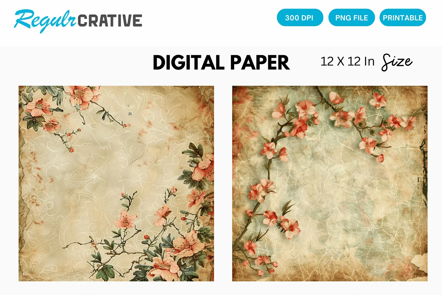Vintage Floral Digital Paper product image 1