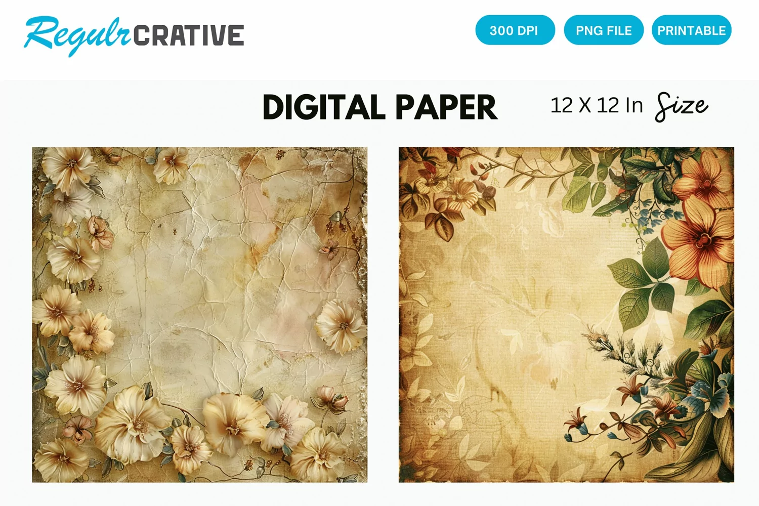 Vintage Floral Digital Paper product image 1