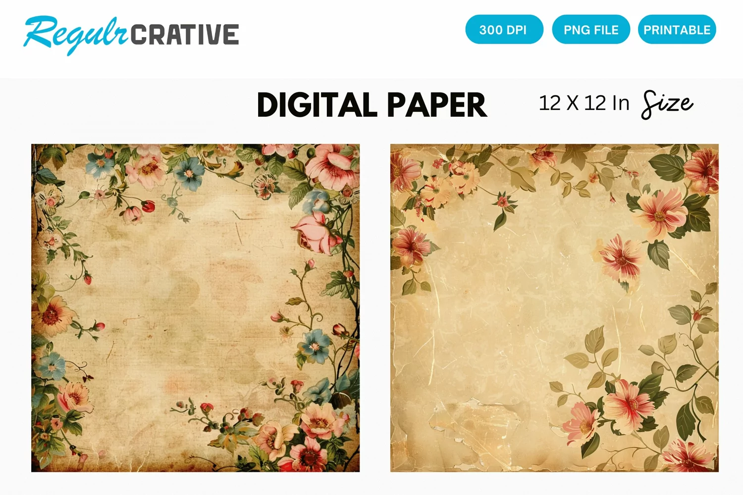 Vintage Floral Digital Paper product image 1