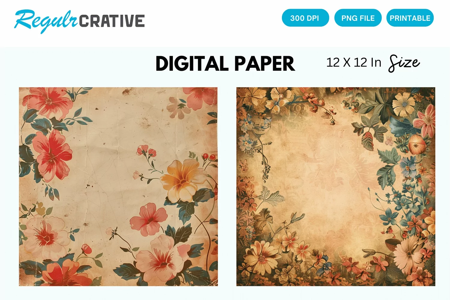 Vintage Floral Digital Paper product image 1