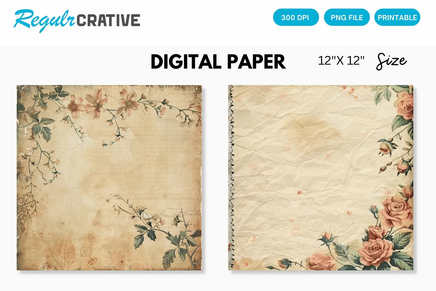 Vintage Floral Seamless Digital Paper product image 1