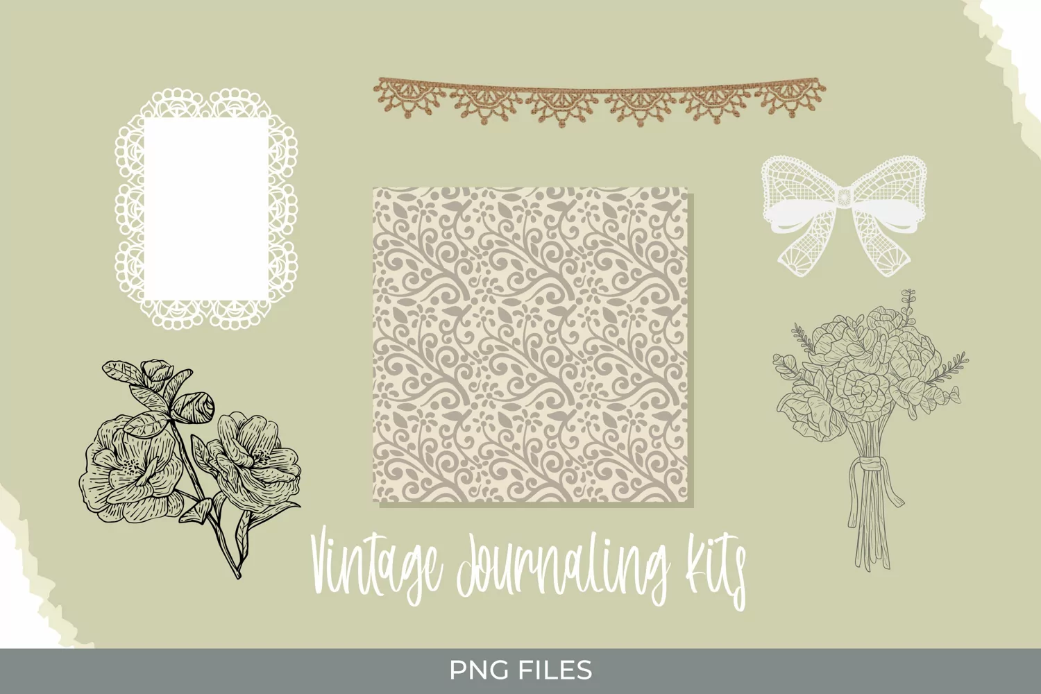 Vintage Journaling Set - Scrapbooking Kits PNG product image 1