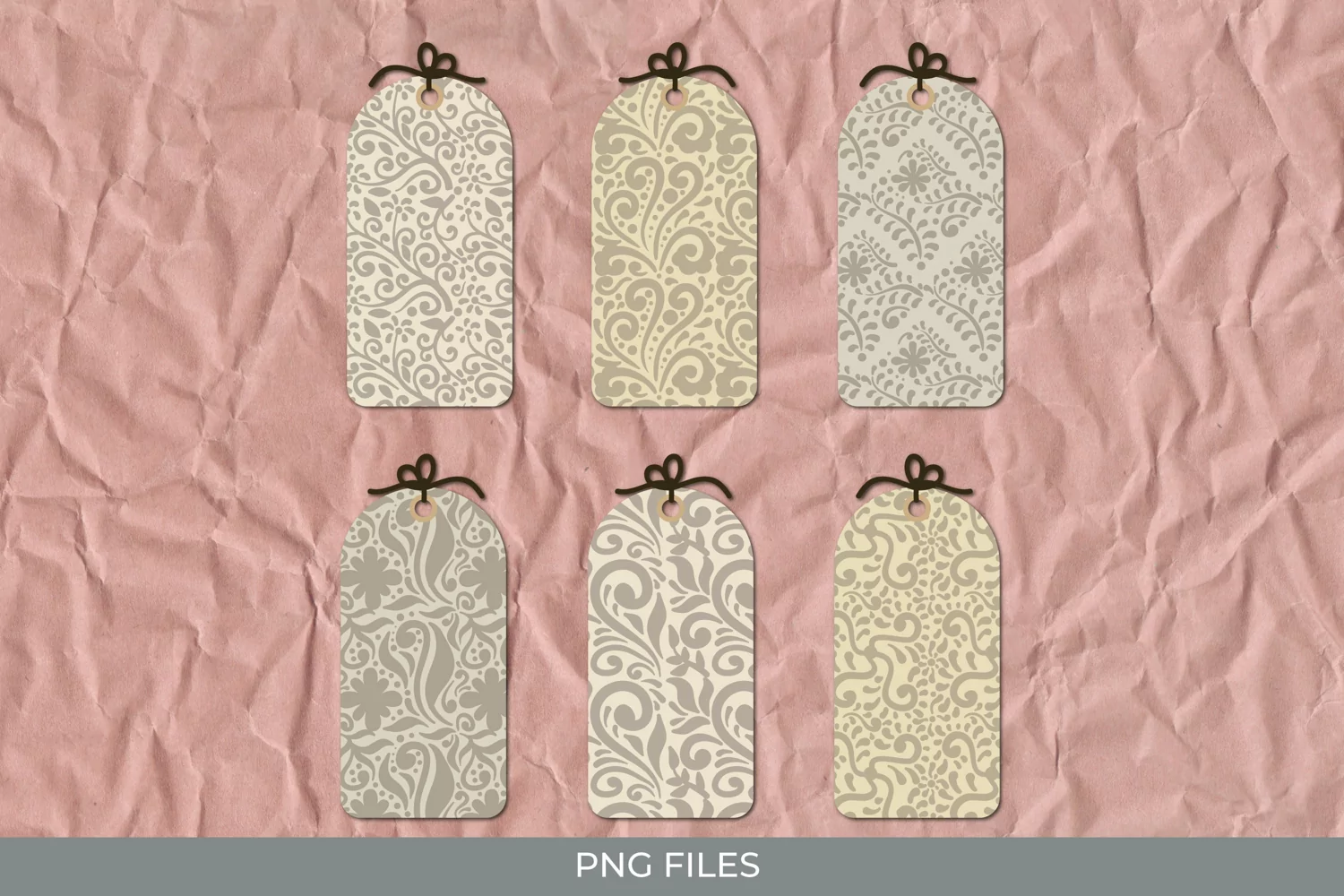 Vintage Floral Ornamental Patterned Shaped Tags product image 1