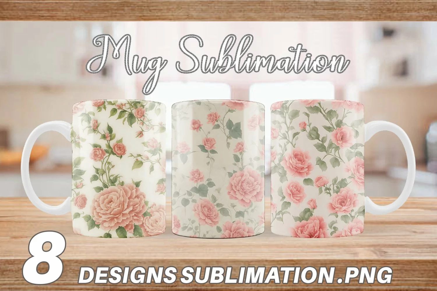 Vintage floral wallpaper Mug sublimation design product image 1