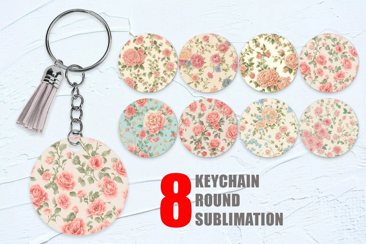 Vintage floral wallpaper Keychain | Keyring product image 1