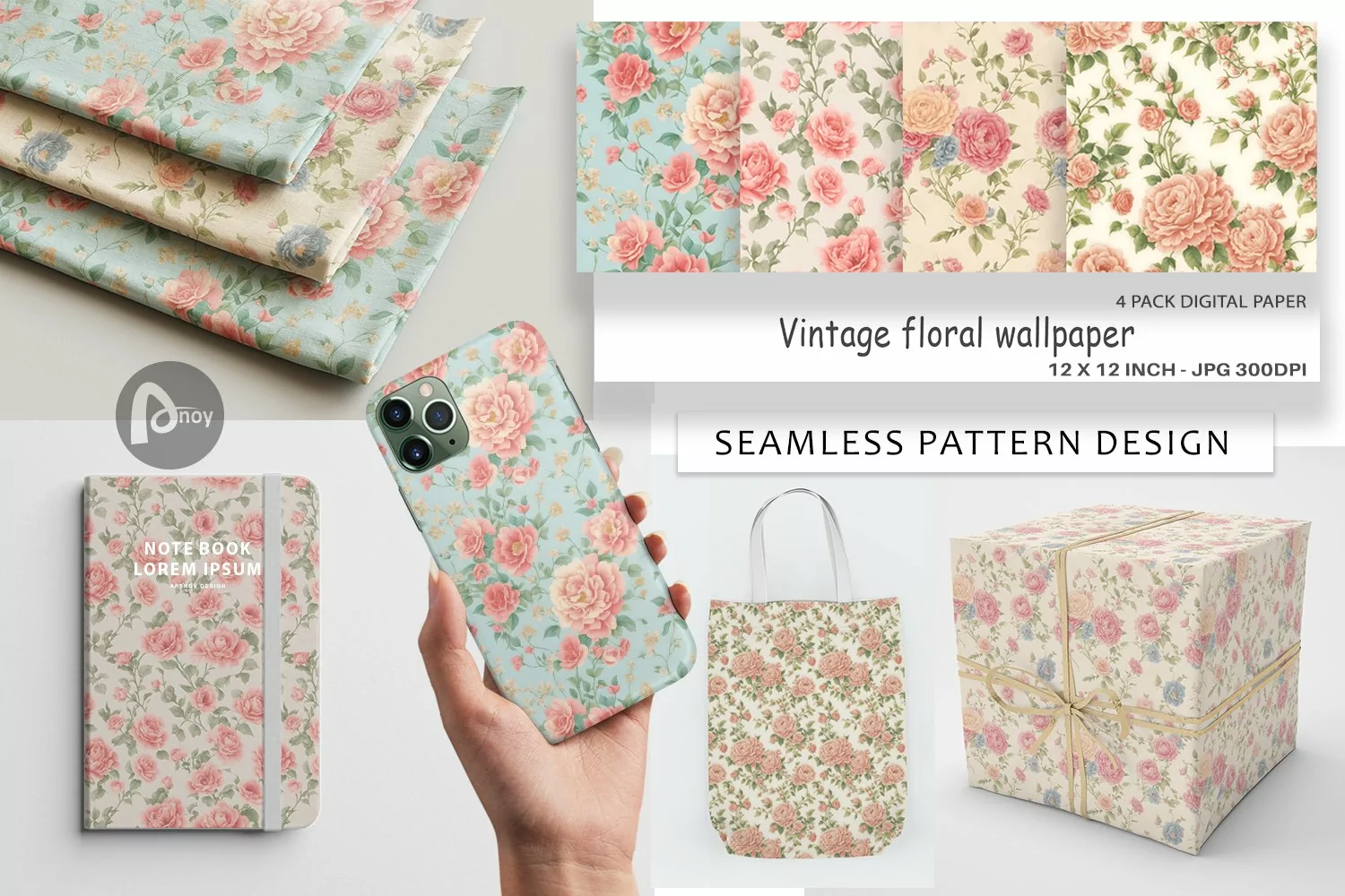 Digital Paper Vintage floral wallpaper product image 1