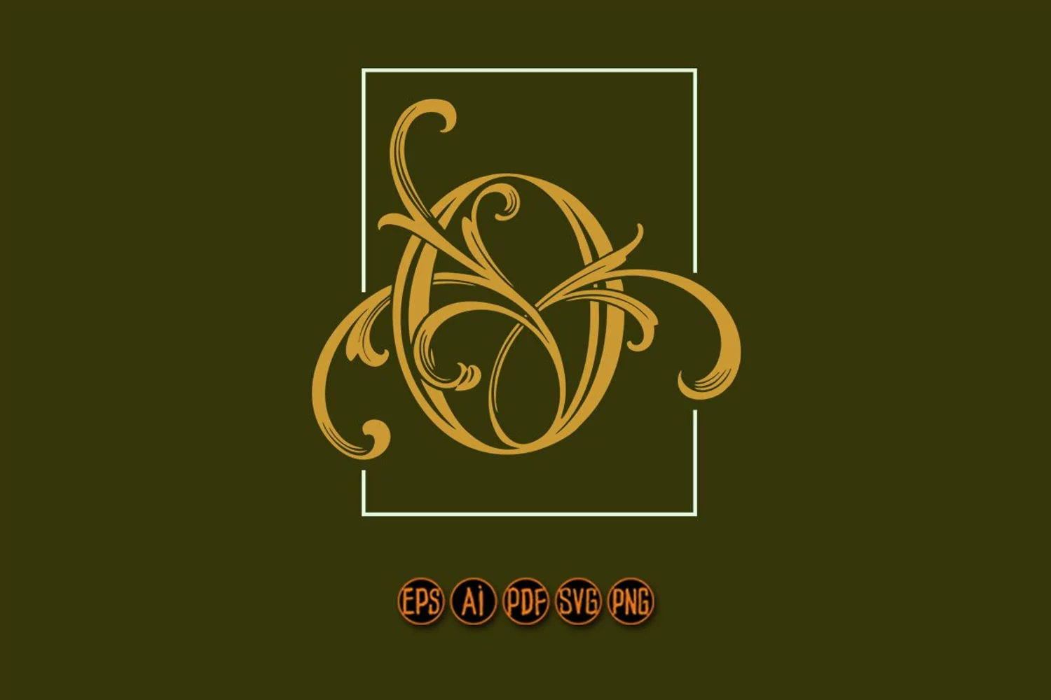 Vintage flourish lettering O monogram logo product image 1