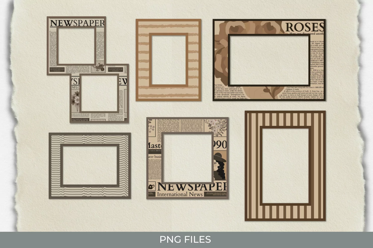 Vintage Flower Article in Newspaper Seamless Pattern Frame product image 1
