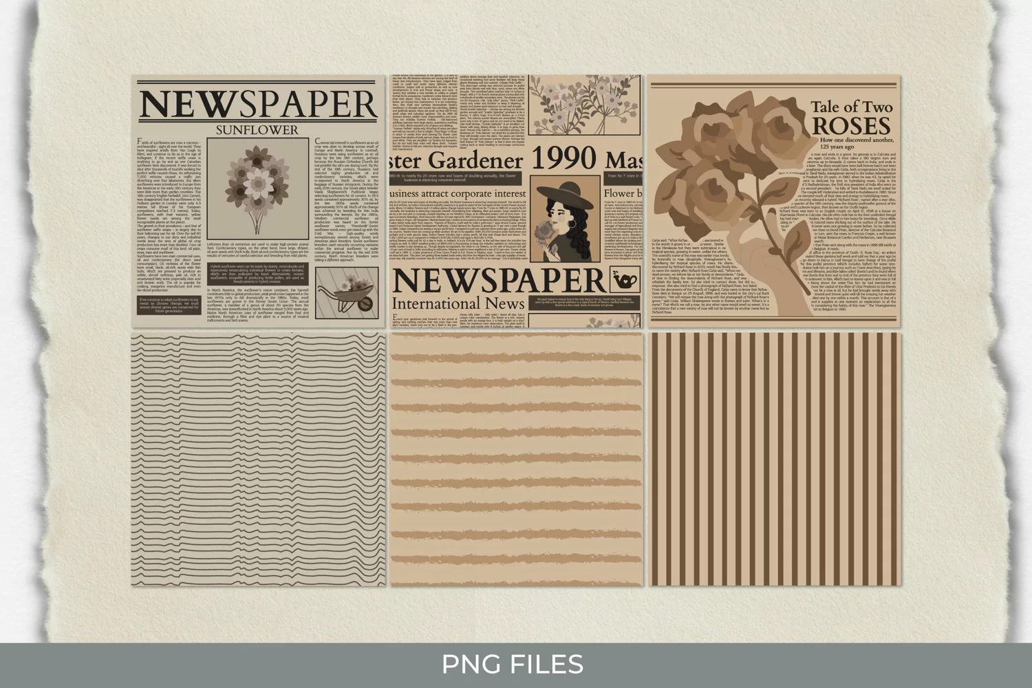 Vintage Flower Newspaper Seamless Pattern Paper Pack product image 1