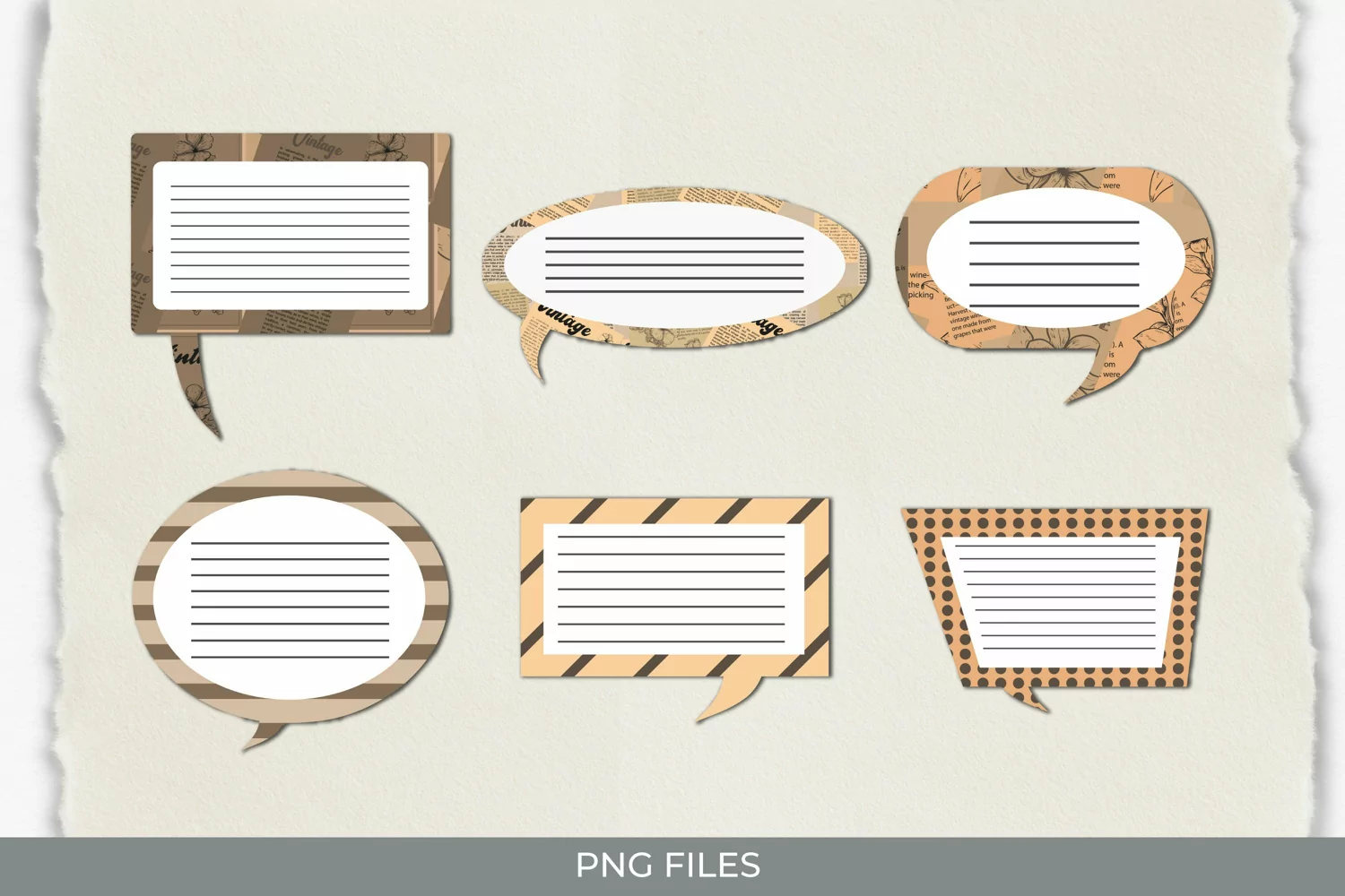 Vintage Flower Article in Newspaper Pattern Speech Bubbles product image 1
