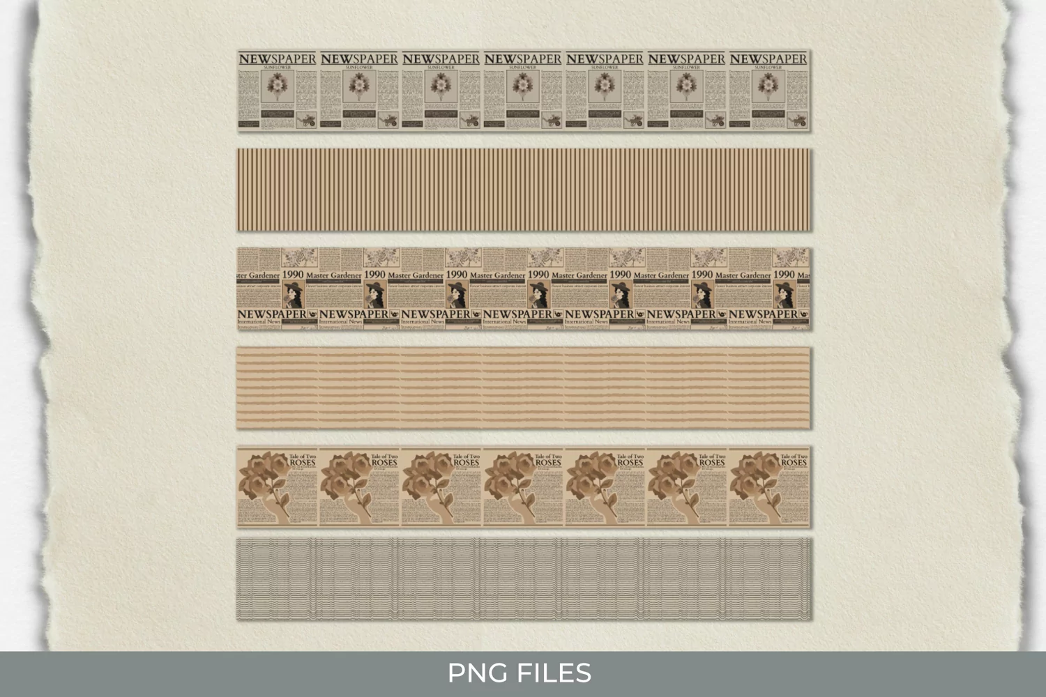 Vintage Flower Article in Newspaper Seamless Pattern Stripe product image 1