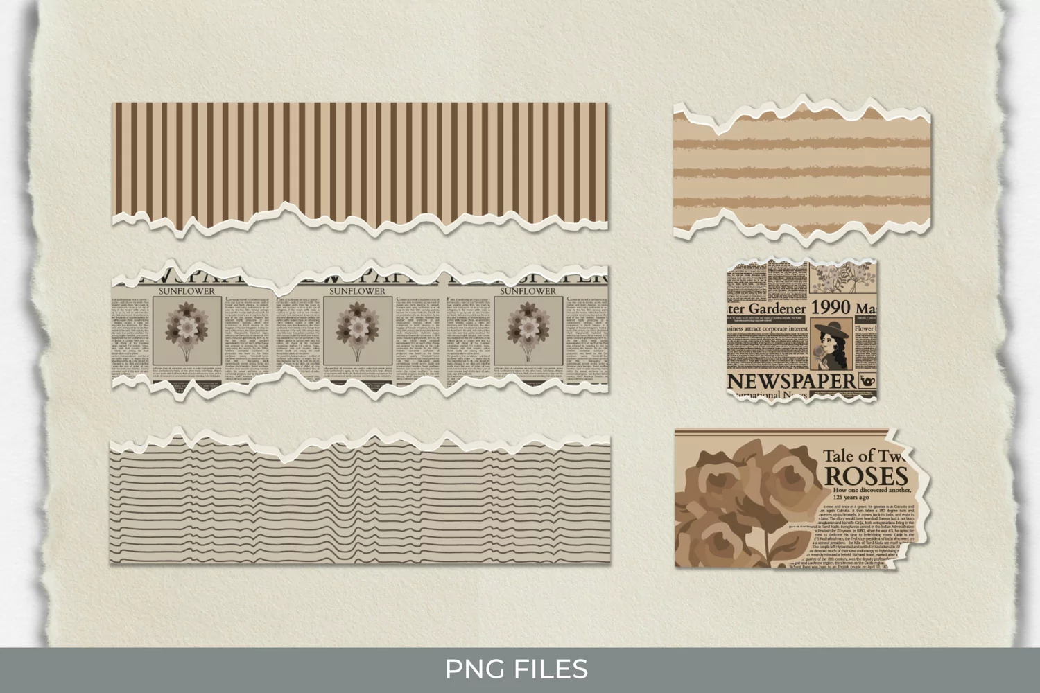 Vintage Flower Newspaper Seamless Pattern Torn Paper product image 1
