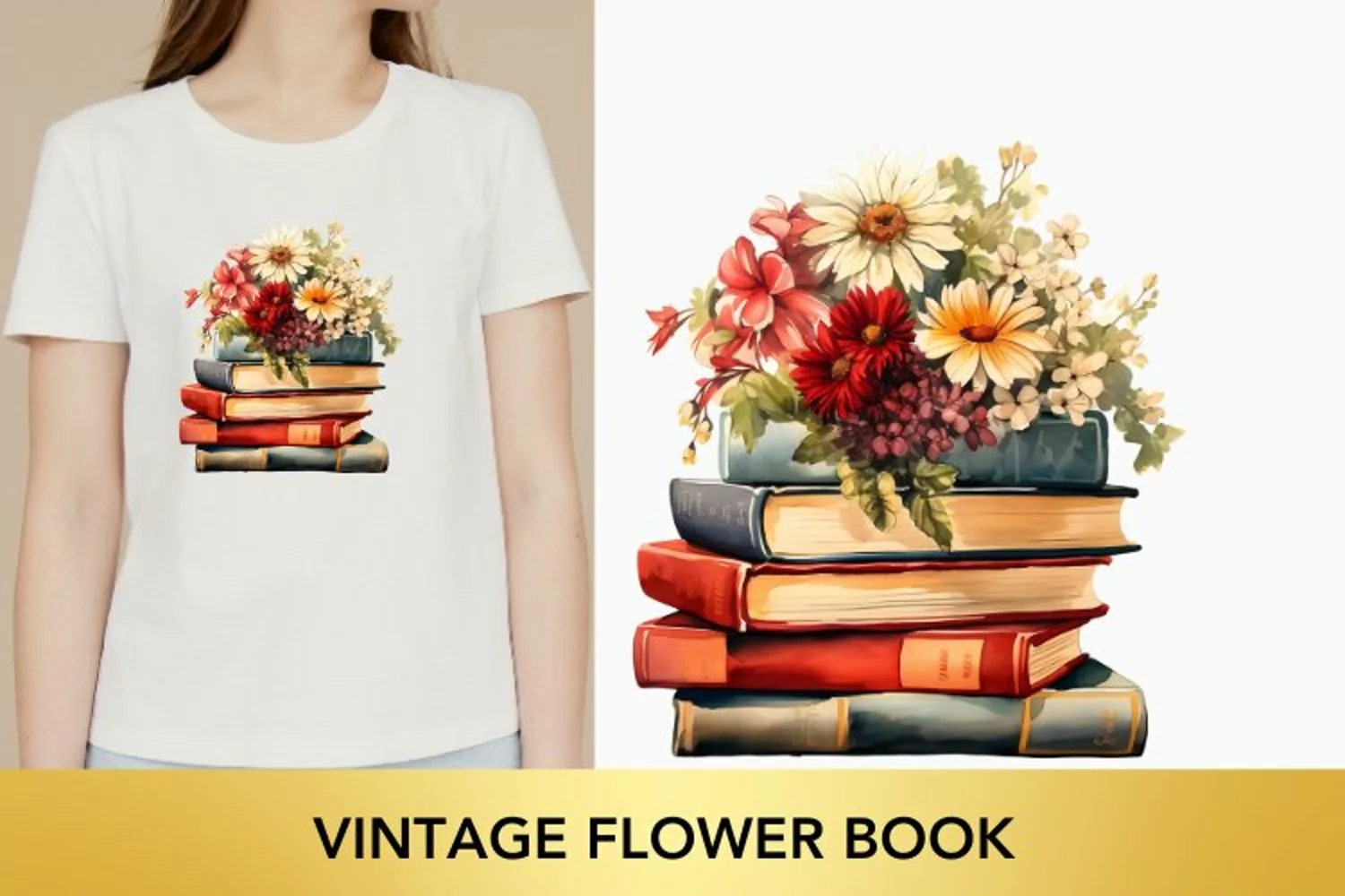 Vintage Flower Book Watercolor Sublimation product image 1