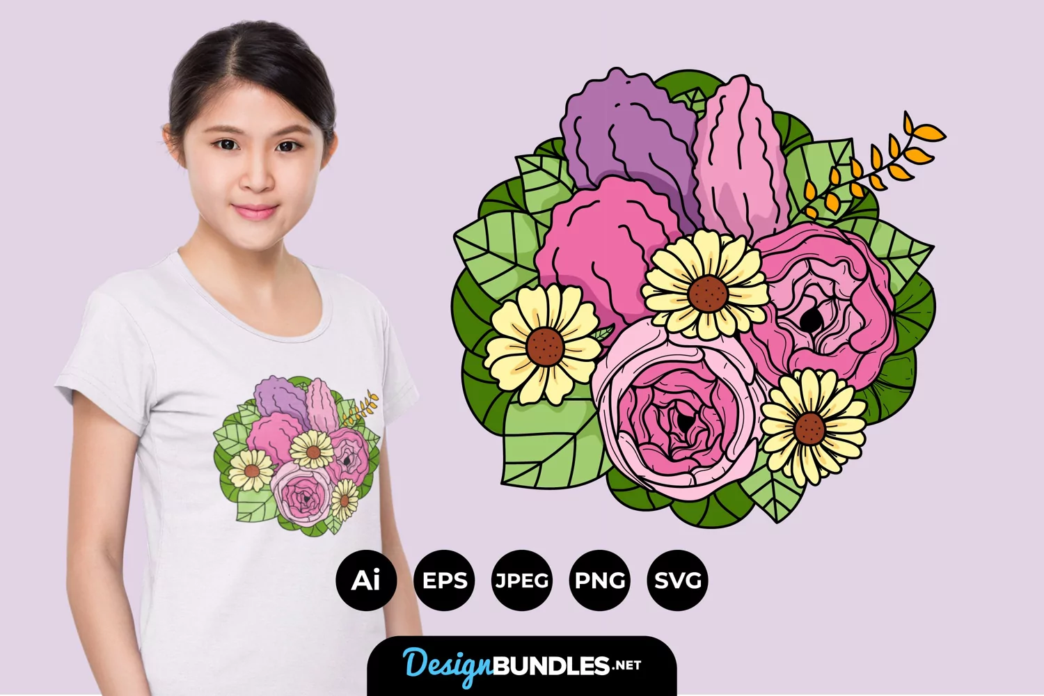 Vintage Flower Bouquet for T-Shirt Design SVG product image 1