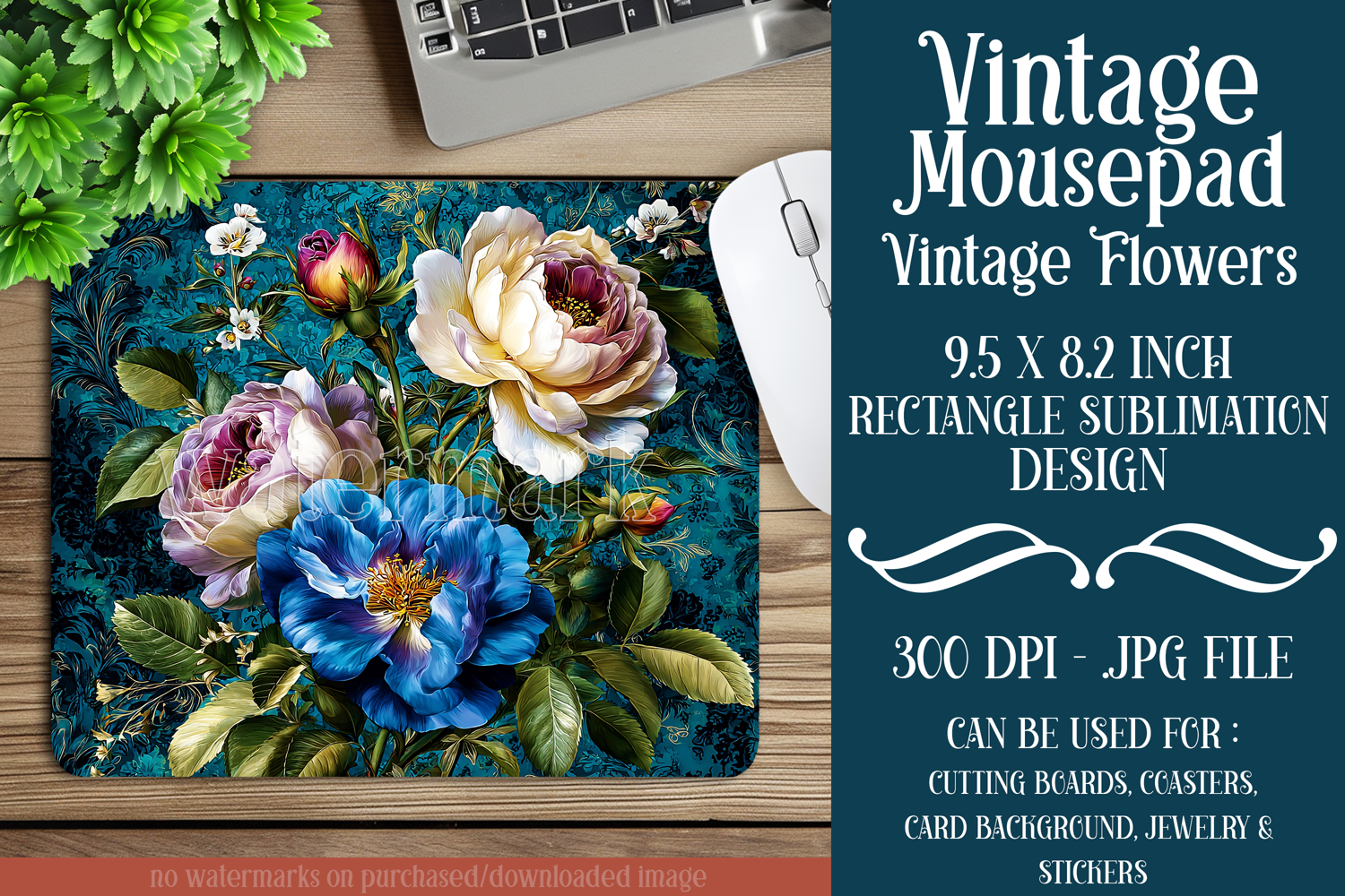 Vintage Mousepad, Sublimation Mousepad, Floral Mousepad, 108 product image 1