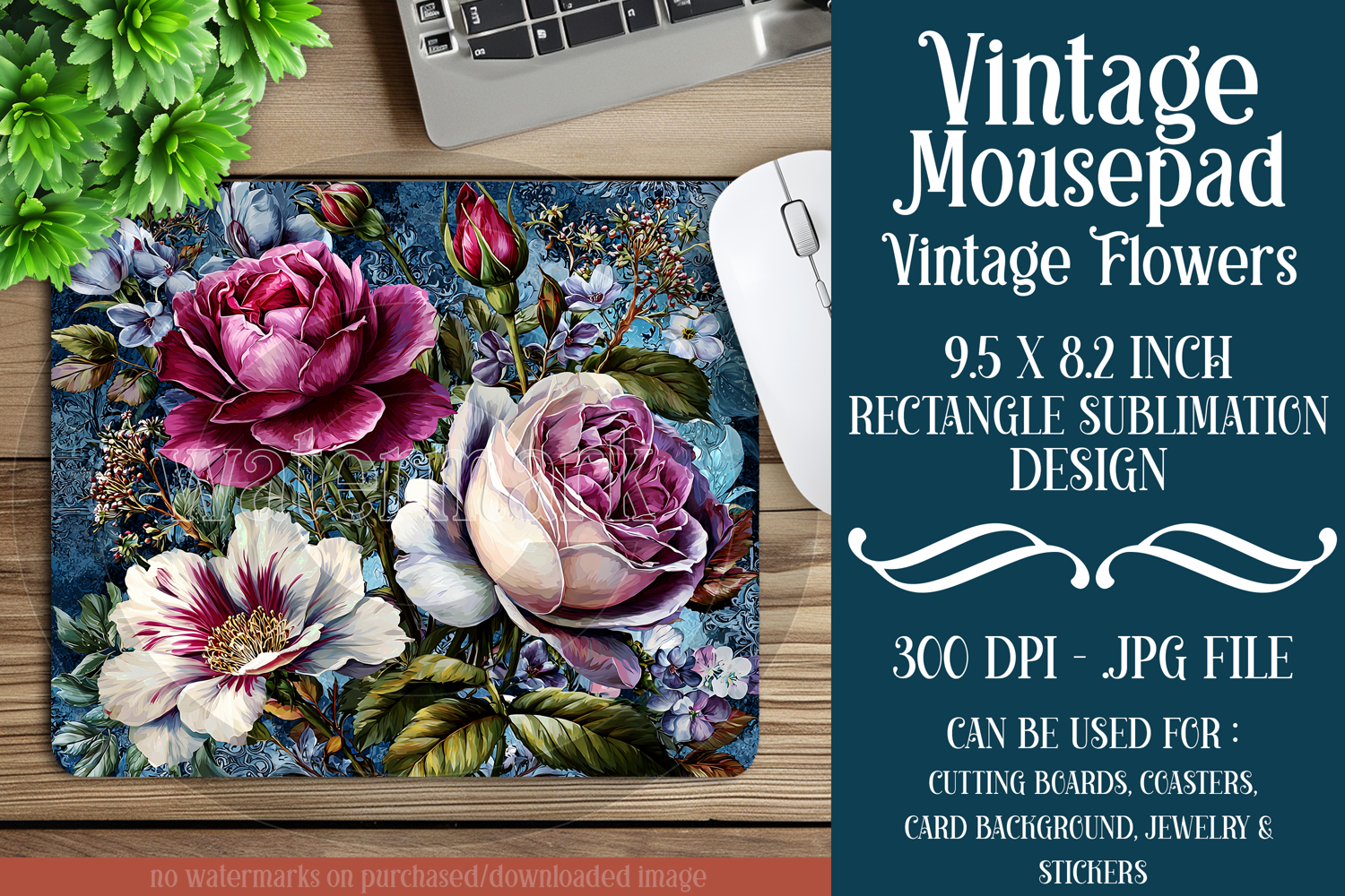 Vintage Mousepad, Sublimation Mousepad, Floral Mousepad, 127 product image 1