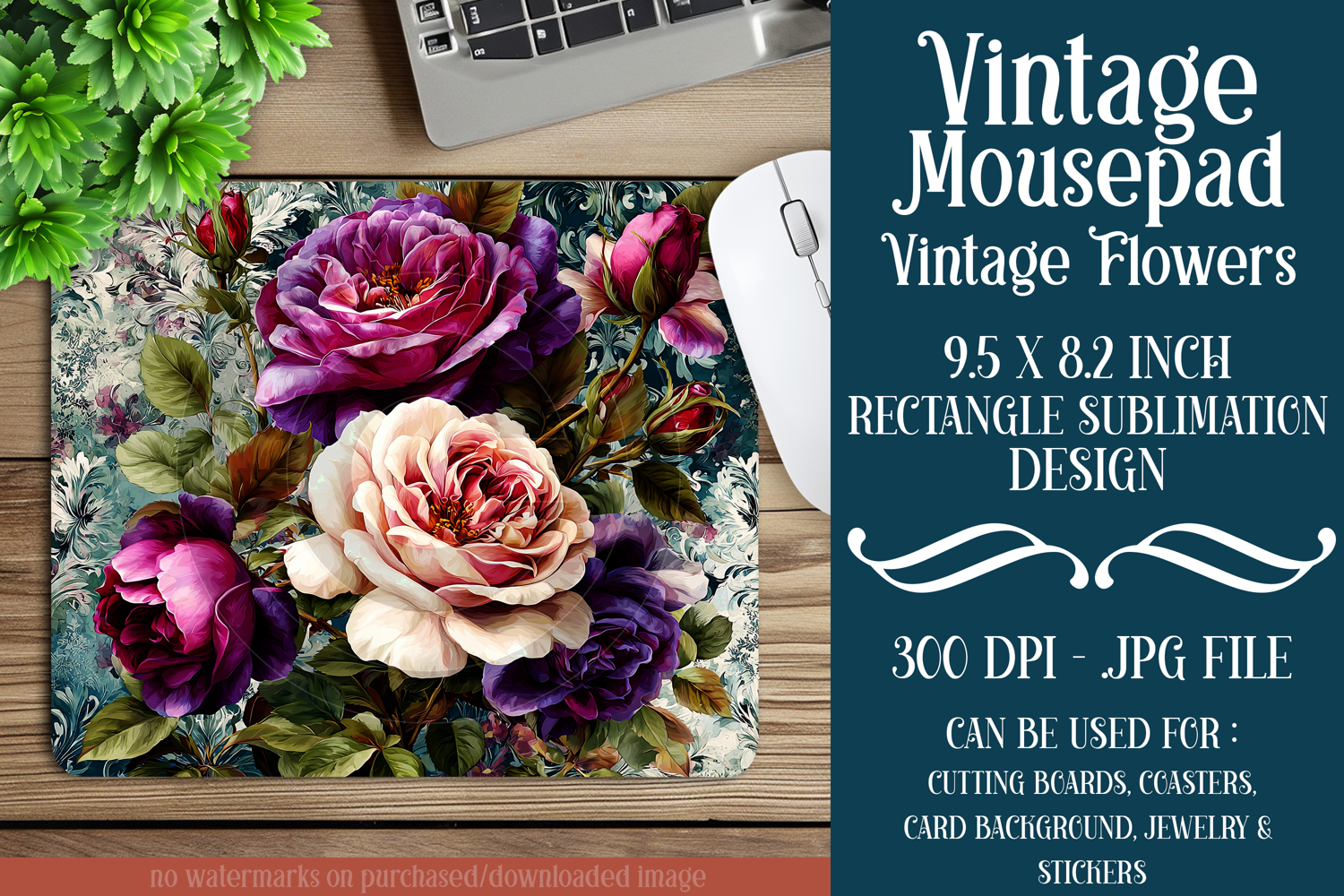 Vintage Mousepad, Sublimation Mousepad, Floral Mousepad, 130 product image 1