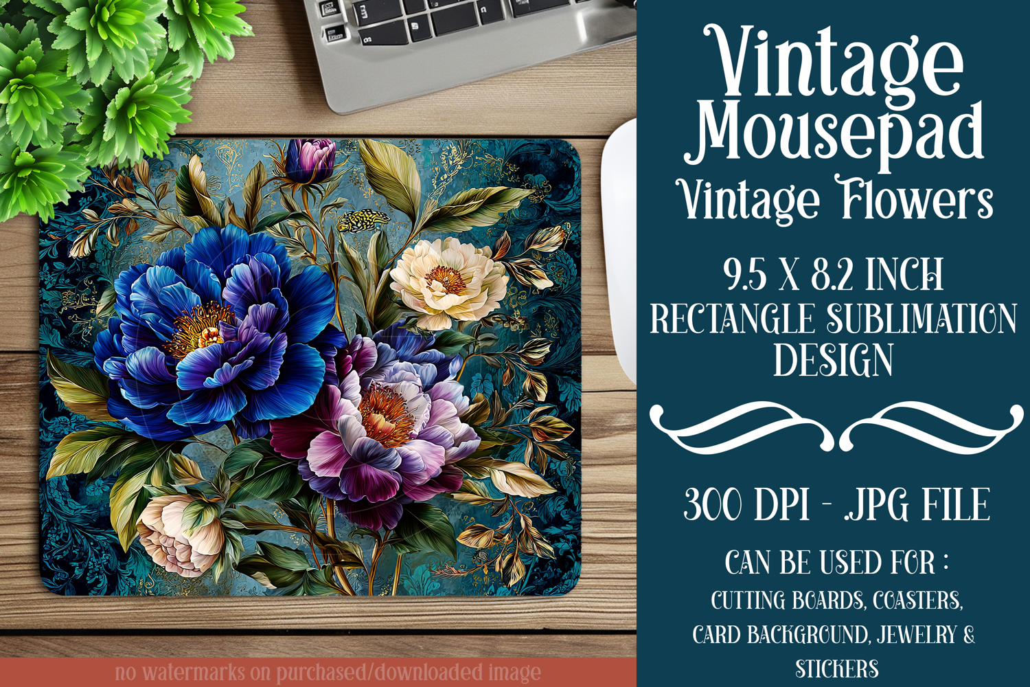 Vintage Mousepad, Sublimation Mousepad, Floral Mousepad, d38 product image 1