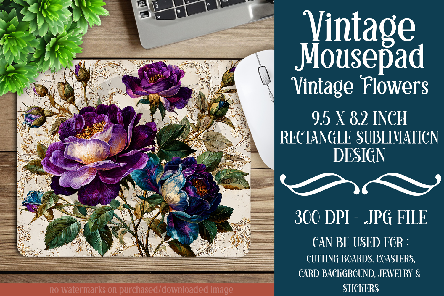 Vintage Mousepad, Sublimation Mousepad, Floral Mousepad, d97 product image 1