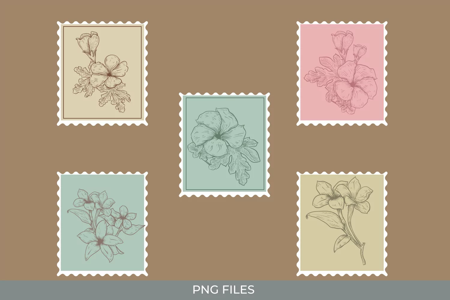 Vintage Flowers Postage for Scrapbook Clipart product image 1