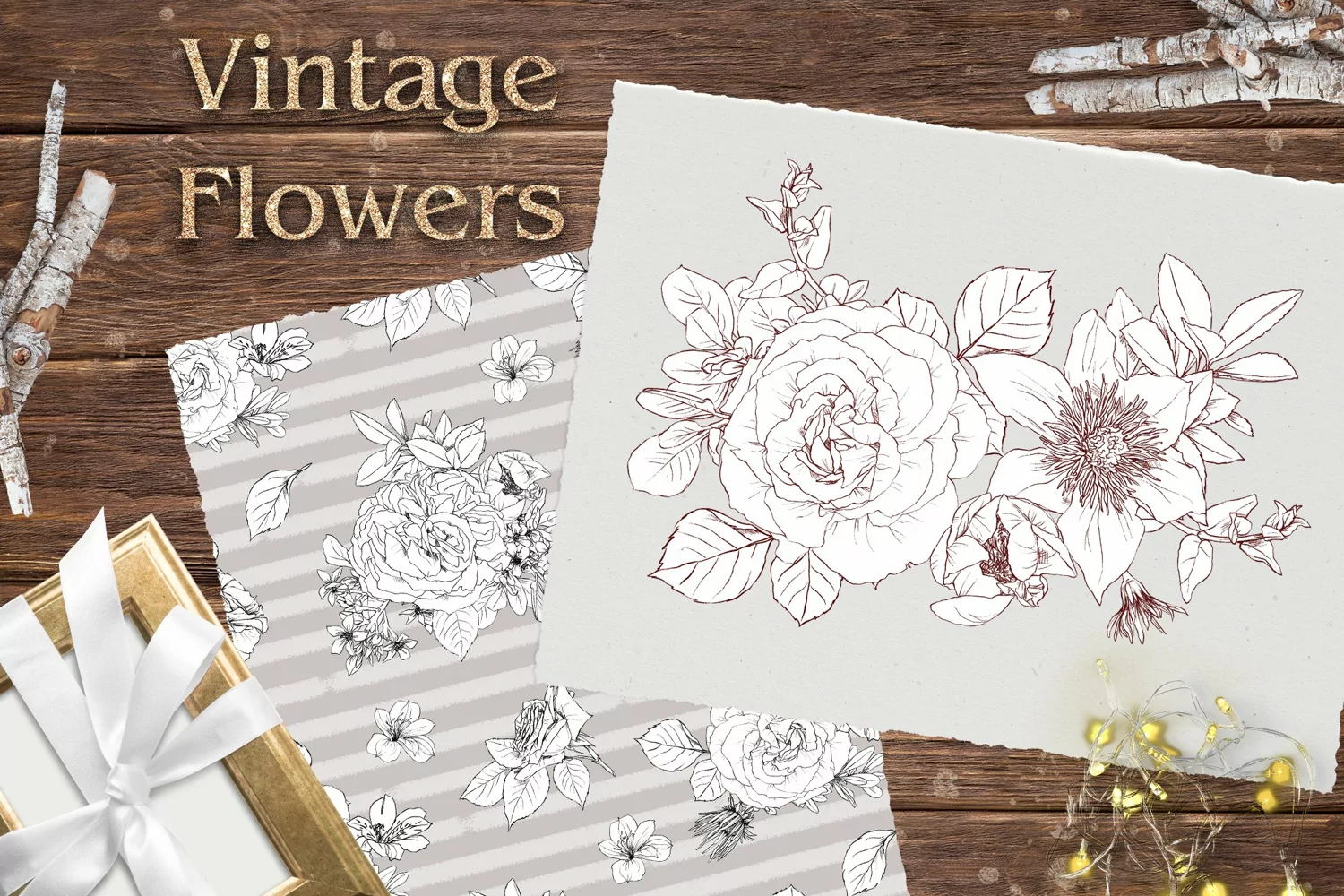 Vintage flowers print Seamless Pattern Png product image 1