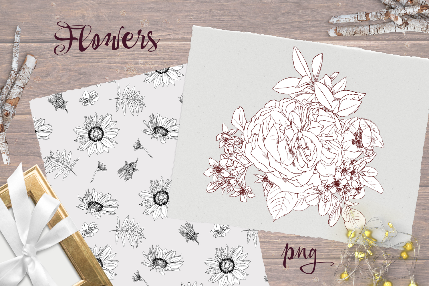 Vintage flowers print Seamless Pattern Png product image 1