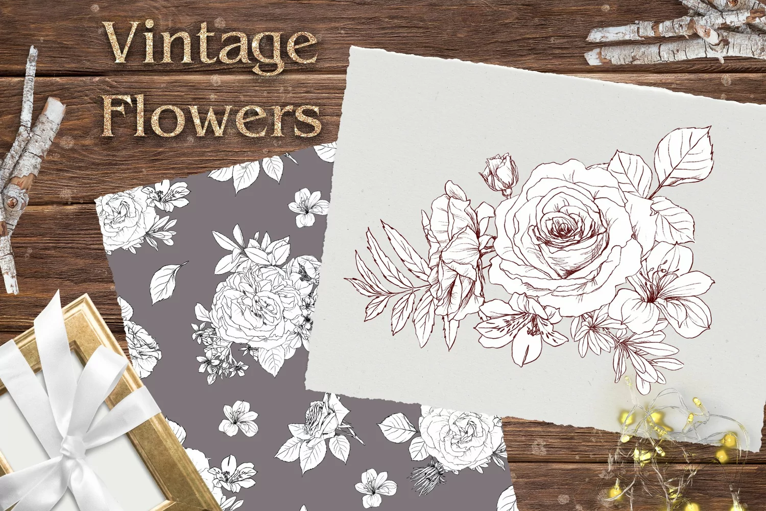 Vintage flowers print Seamless Pattern Png product image 1