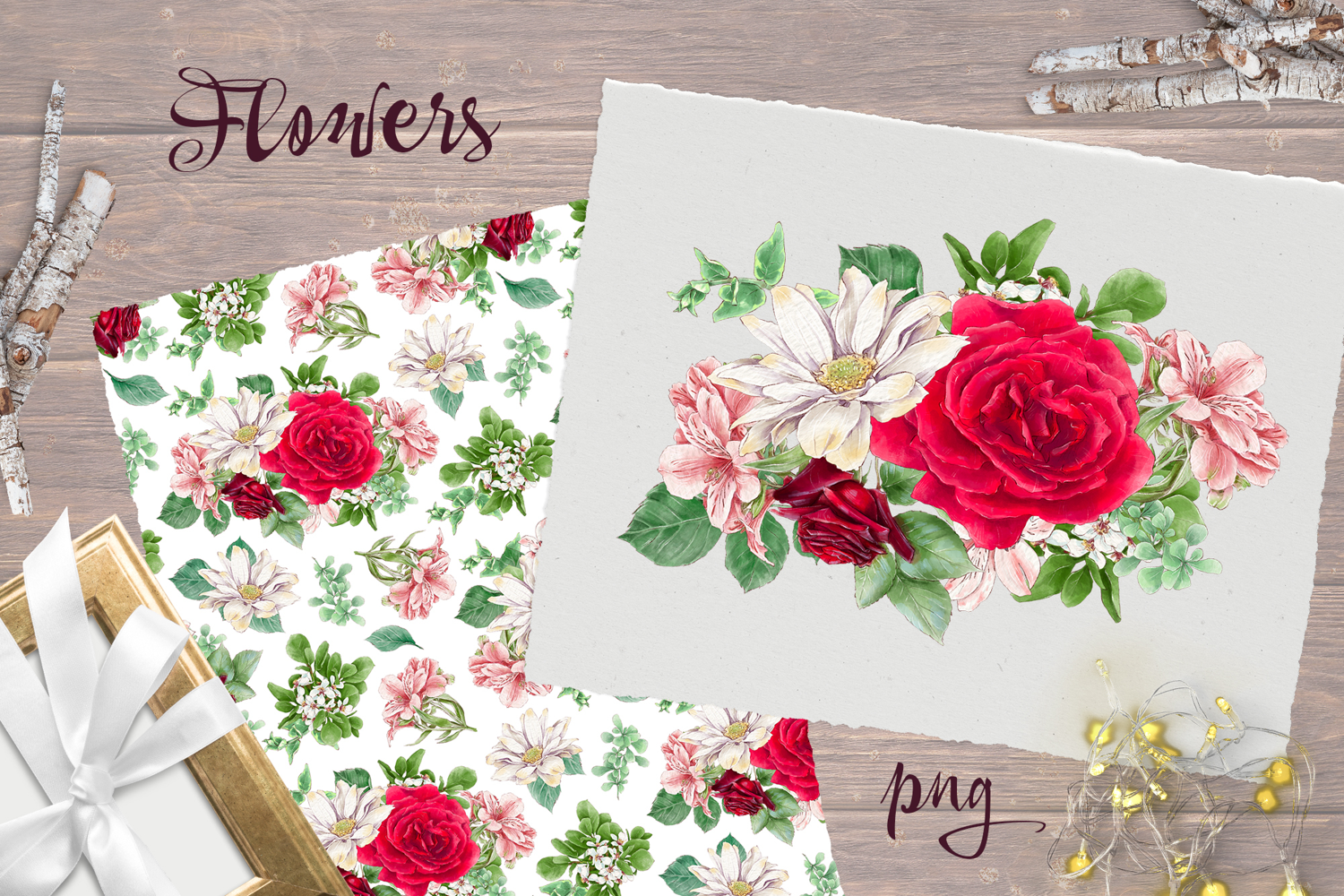Delicate flowers print Seamless Pattern Png product image 1