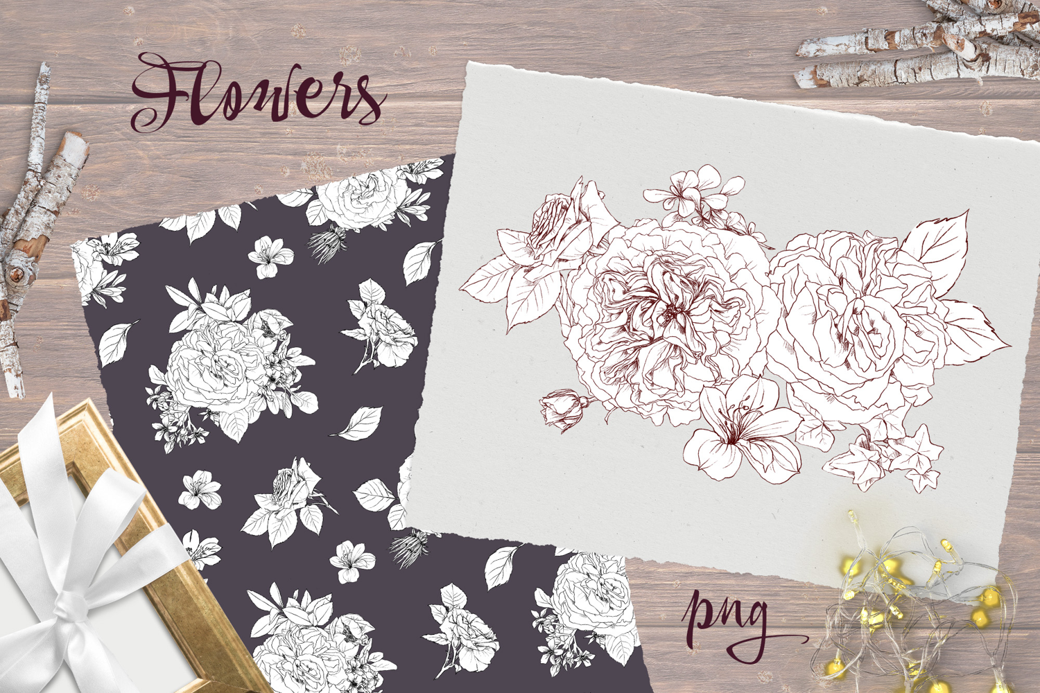 Vintage flowers print Seamless Pattern Png product image 1