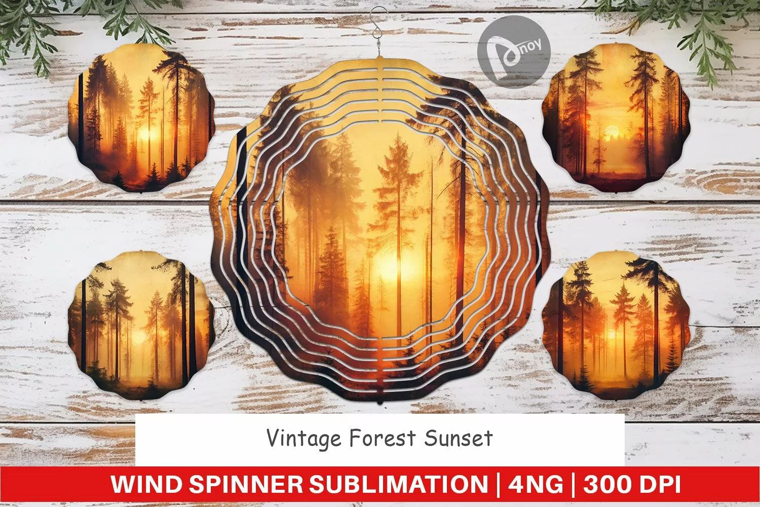 Wind Spinner Vintage Forest Sunset product image 1