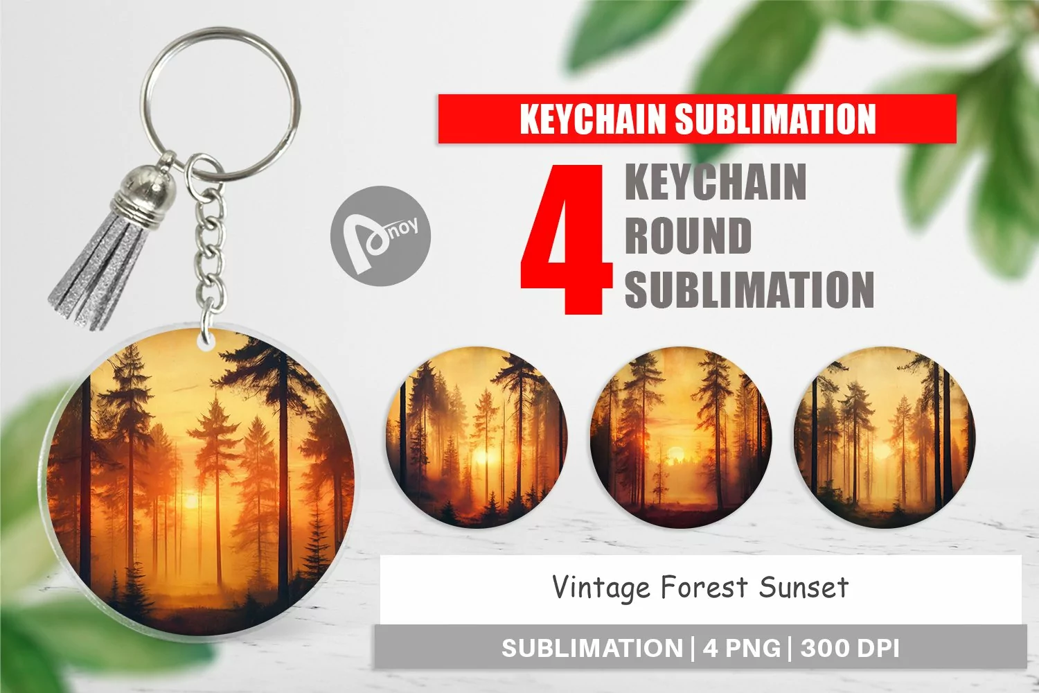 Keychain Vintage Forest Sunset product image 1