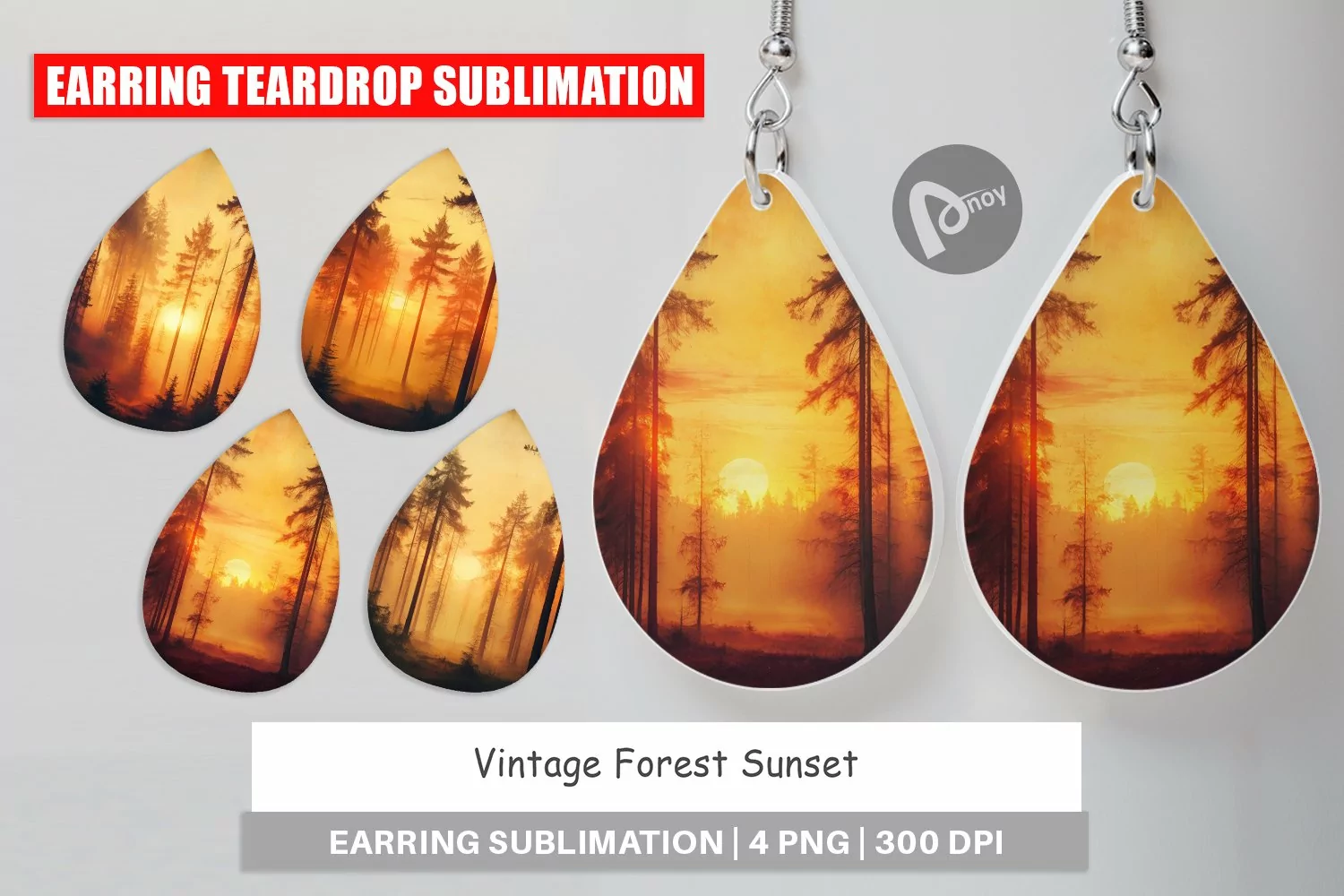 Earring Teardrop Vintage Forest Sunset product image 1