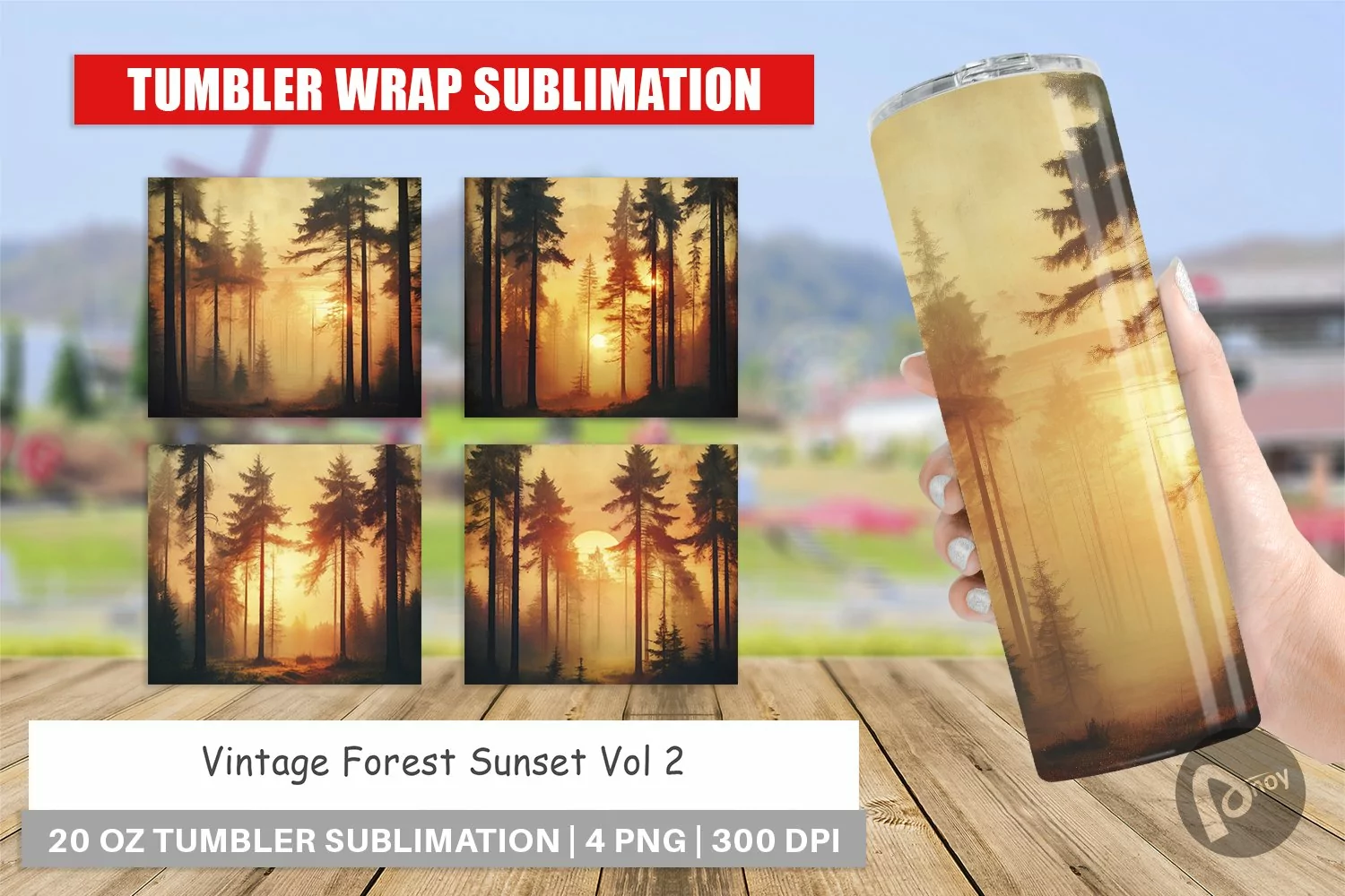 Tumbler Wrap Vintage Forest Sunset product image 1