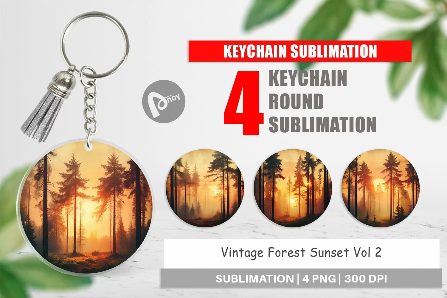 Keychain Vintage Forest Sunset product image 1