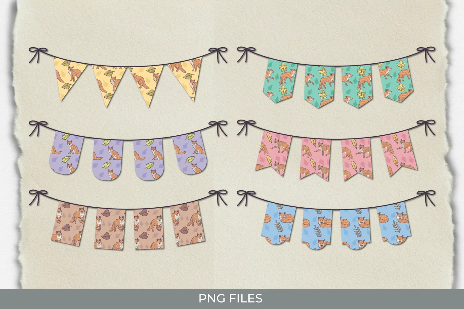 Vintage Fox Seamless Pattern Bunting Banner Sets product image 1