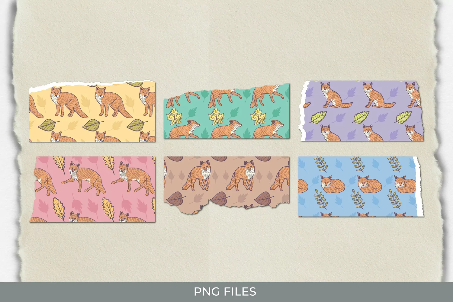 Vintage Fox Seamless Pattern Torn Paper product image 1
