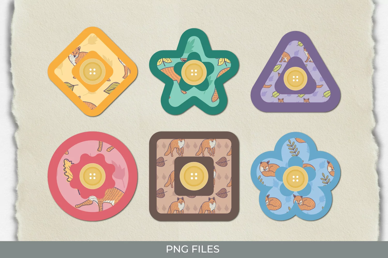 Vintage Fox Seamless Pattern with Buttons product image 1