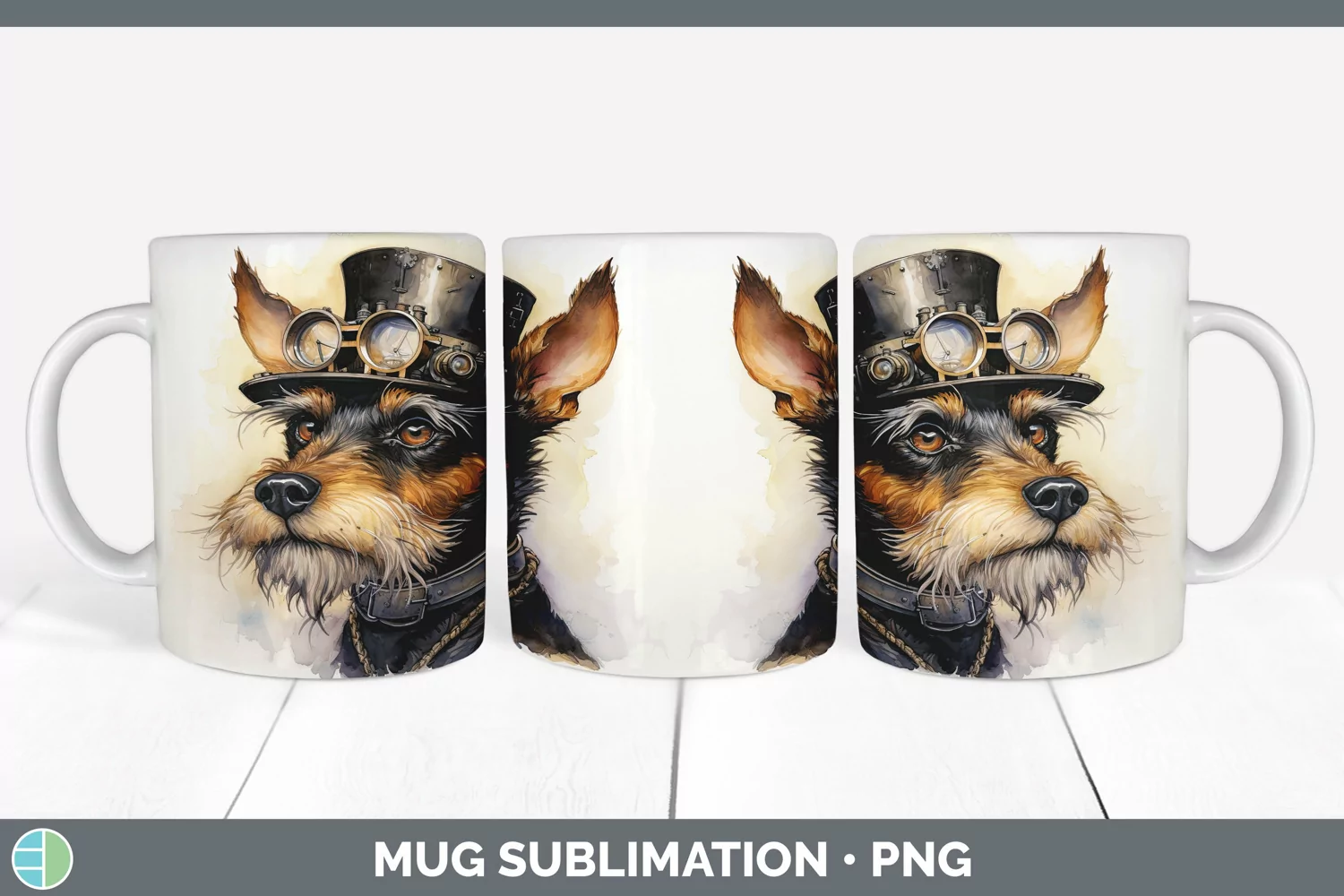 GorgeousDecoupage Fox Terriers Mug Wrap design.
