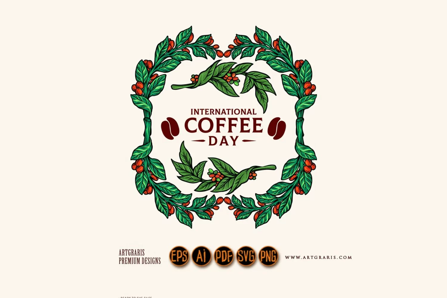 Vintage Frame Coffee Plants Illustrations product image 1