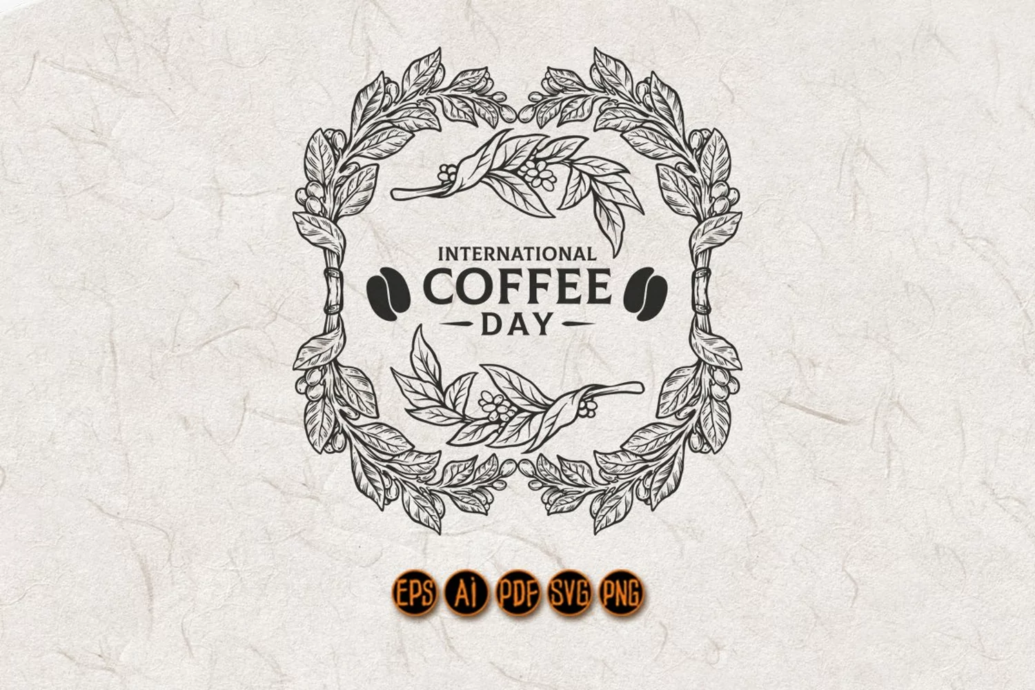 Vintage Frame Coffee Plants Silhouette product image 1