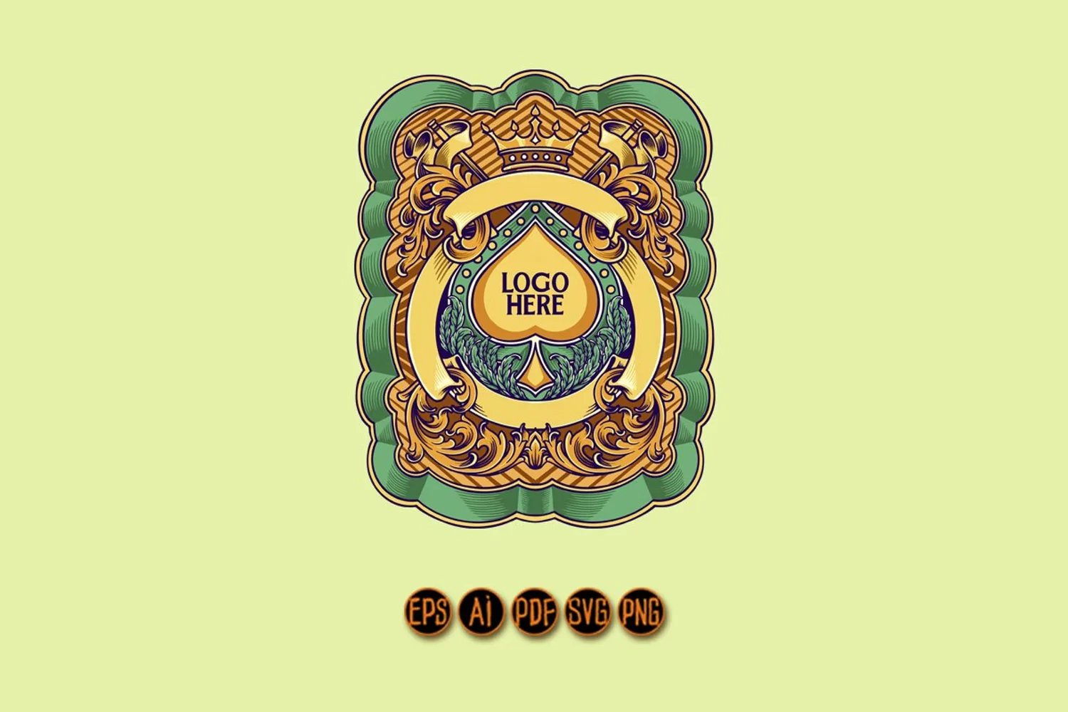Vintage frame label badge crown heart floral ornament SVG product image 1