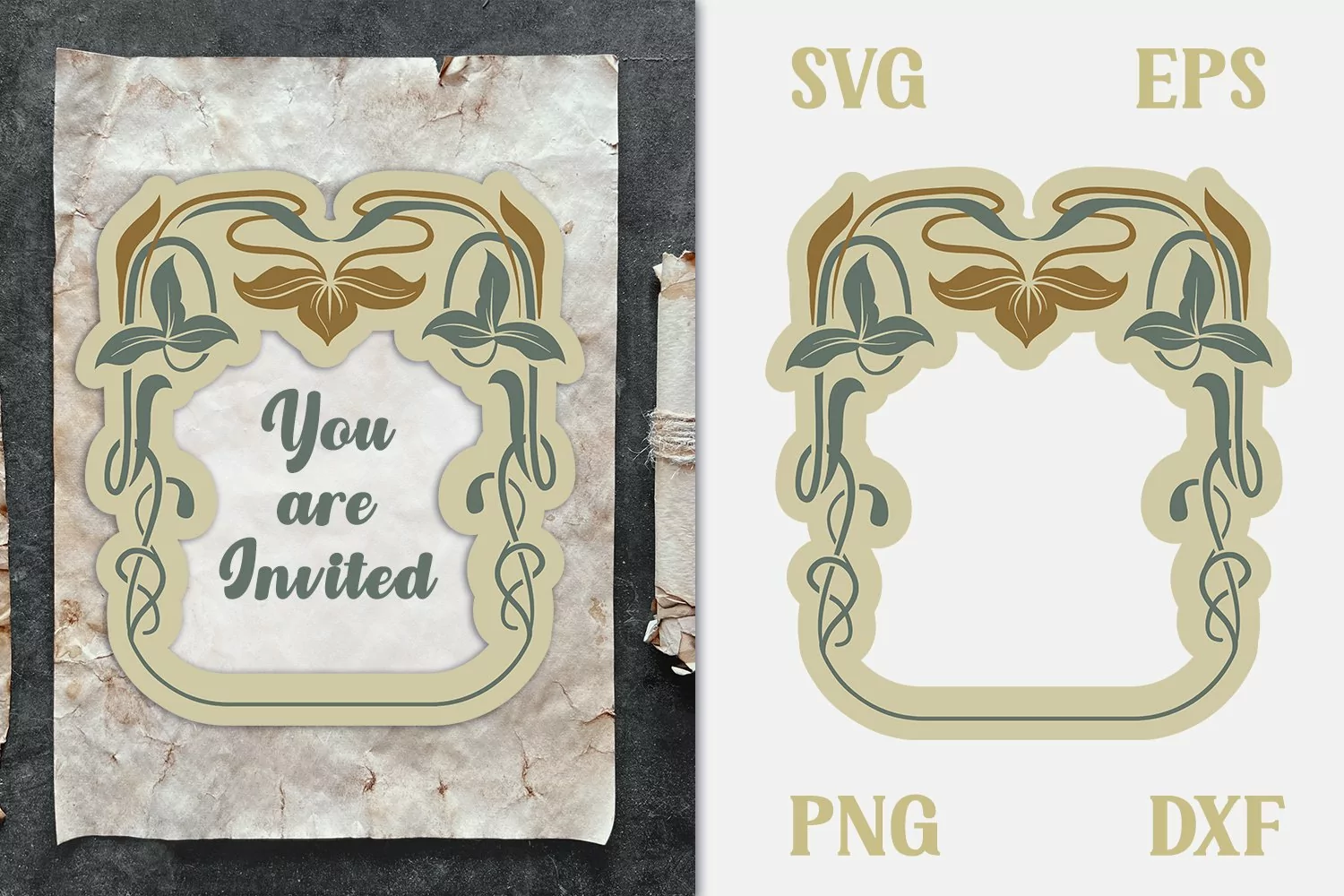 vintage frame with leaves svg